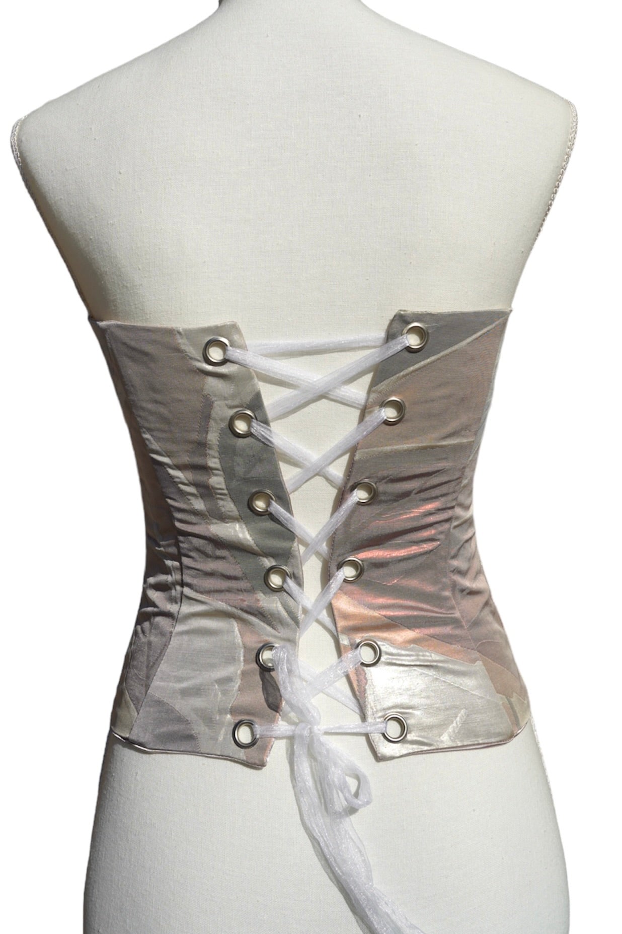 Upcycled Corset from Vintage Japanese Kimono Obi belt "Nacre"