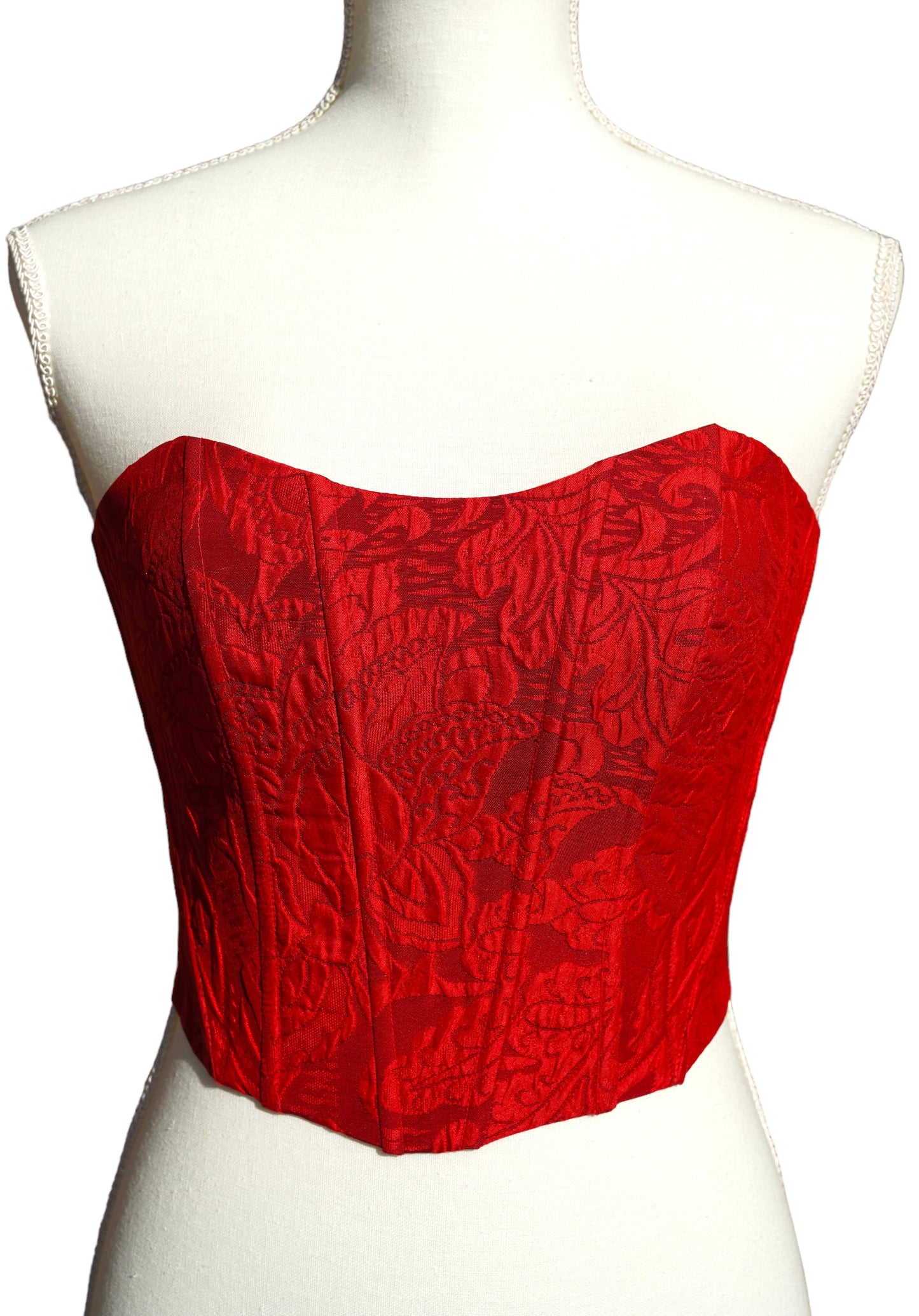 Upcycled Kimono Obi Corset - "Red roses tattoos"