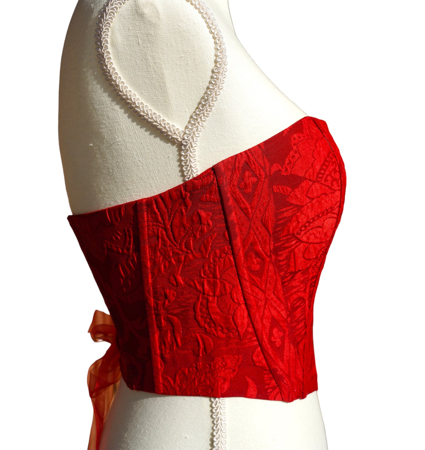 Upcycled Kimono Obi Corset - "Red roses tattoos"